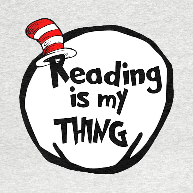 Funny Reading is my Thing Bookworm Geek Book Lover Gift by Bezra